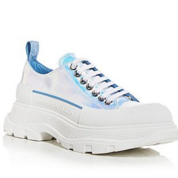 Alexander McQueen Shoes - $695 NIB ALEXANDER McQUEEN TREAD SLICK IRIDESCENT LEATHER SNEAKERS LOW TOP 37.5
